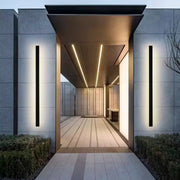 Dimmable Outdoor Black Up/Down Long Strip LED Wall Light with Remote, AC 85-265V IP65 Waterproof 350 Lumens, for Commercial & Residential Buildings like Hotel, Commercial Spaces, Porch, Garage, Villa, Garden & Patio