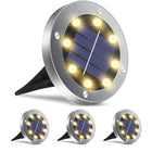 Solar Pathway Lights Outdoor 8-LED Disk Lights Waterproof for Yard, Deck, Driveway
