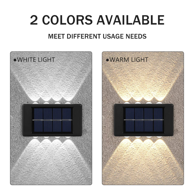 10-LED outdoor wall light showing compact waterproof housing and decorative up-and-down illumination for exterior walls