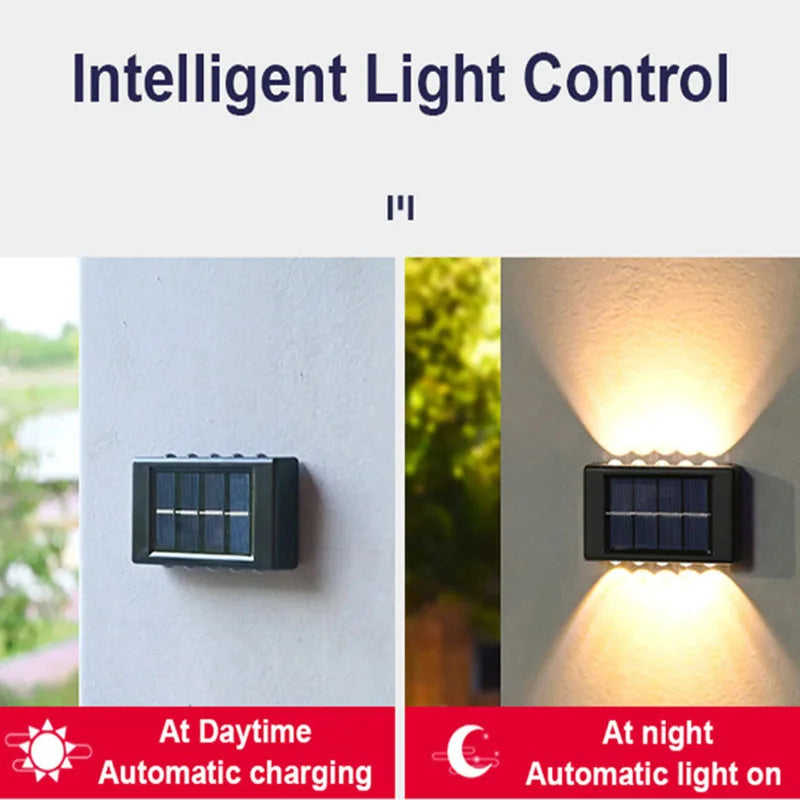 10-LED wall light feature view showing the decorative up-and-down beam pattern produced on a wall