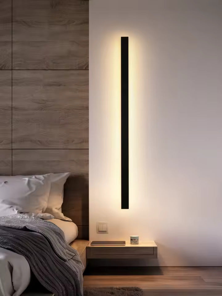 Dimmable Outdoor Black Up/Down Long Strip LED Wall Light with Remote, AC 85-265V IP65 Waterproof 350 Lumens, for Commercial &amp; Residential Buildings like Hotel, Commercial Spaces, Porch, Garage, Villa, Garden &amp; Patio | NoxLumin