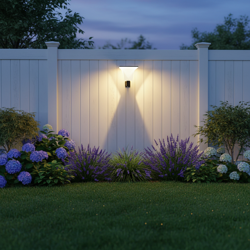 木质围墙上的太阳能壁灯 | NoxLumin