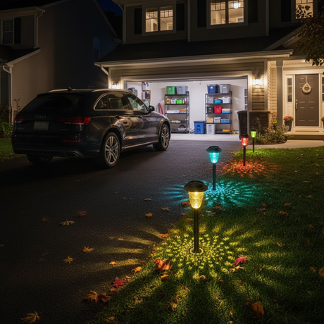 Solar Garden Lights Outdoor Decoration, 7-Color Changing Waterproof Lights with 10-12H Auto On/Off for Yard, Walkway, and Patio