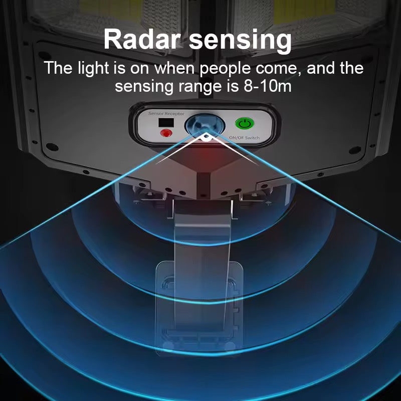 Éclairage solaire commercial | 720 LED, 6000 lumens, batterie 6800 mAh et panneau solaire intégré | Lampe télécommandée pour cour/jardin | NoxLumin