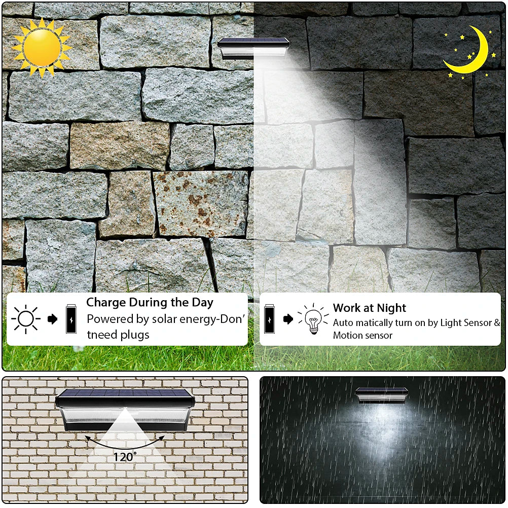 outdoor solar led light wall lamp with motion sensor detector | for garden, doorway, patio, street - NoxLumin - 7