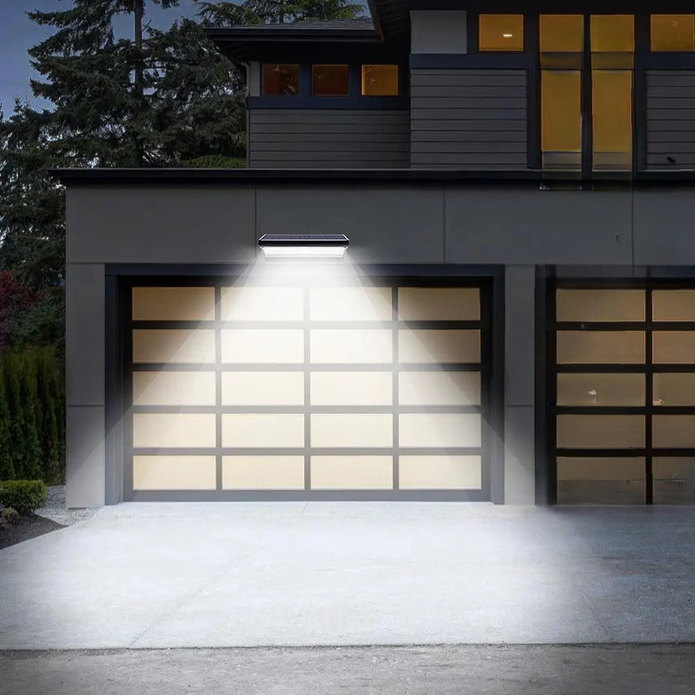 Outdoor Solar Led Light Wall Lamp With Motion Sensor Detector | 450 ~ 1100 Lumens | For Garage Entrance, Garden, Doorway, Patio, Street | NoxLumin
