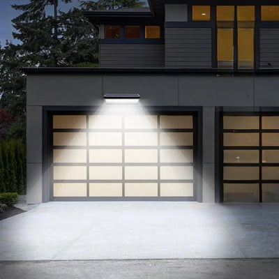 outdoor solar led light wall lamp with motion sensor detector | 450 ~ 1100 lumens | for garage entrance, garden, doorway, patio, street | NoxLumin