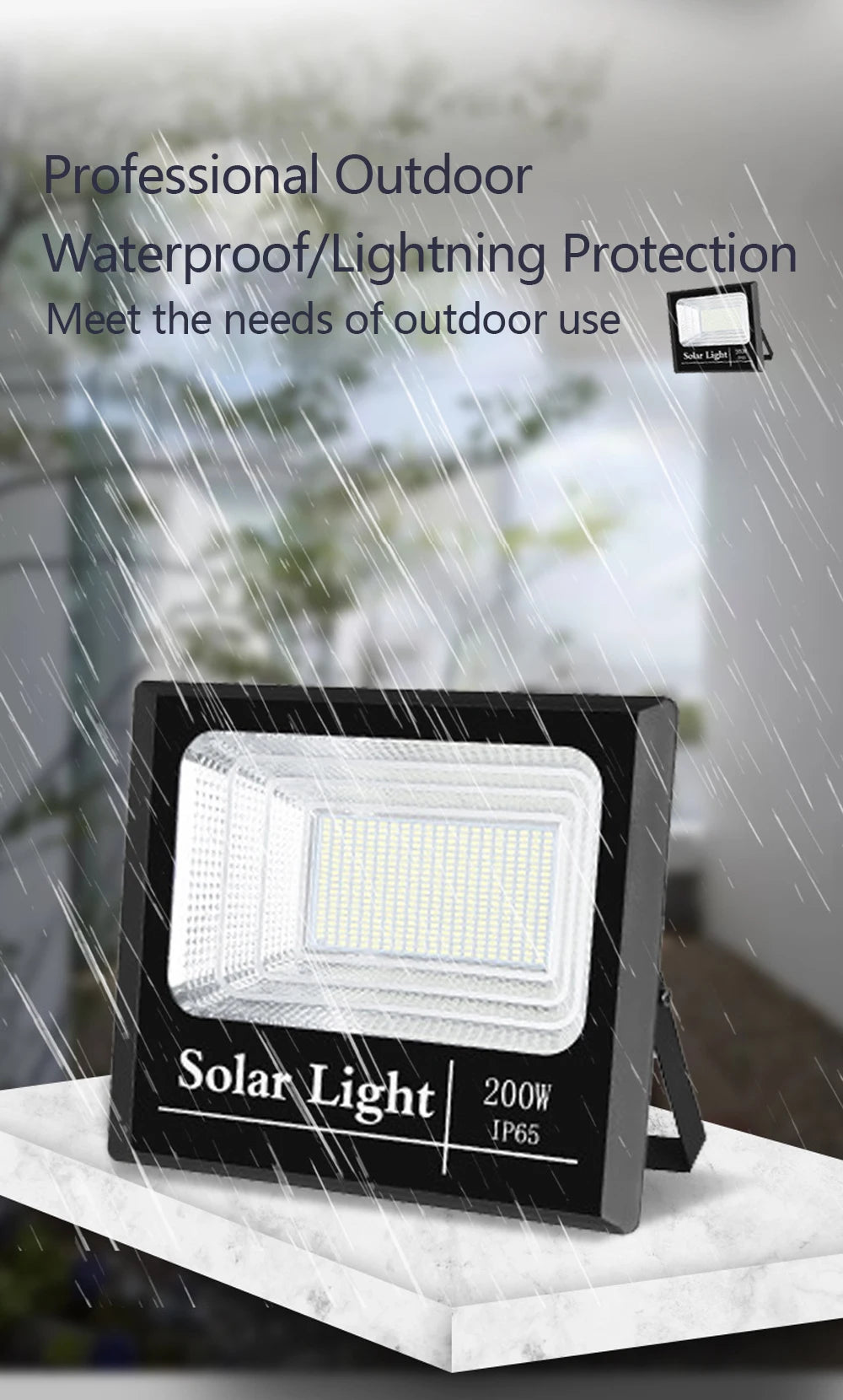 outdoor led spotlights with solar panel and remote controller | ip67 waterproof | 44led to 170led - NoxLumin - 12