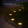 Solar Pathway Lights Outdoor 8-LED Disk Lights Waterproof for Yard, Deck, Driveway