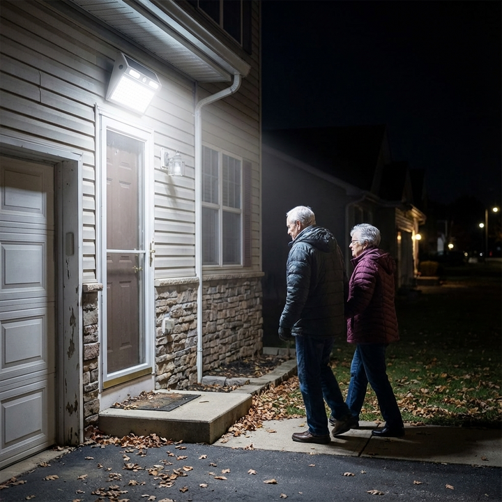 Solar Wall Light with Motion Sensor - 112 LED Security Light, IP65 Waterproof, 4 Modes, 2200mAh Battery | NoxLumin