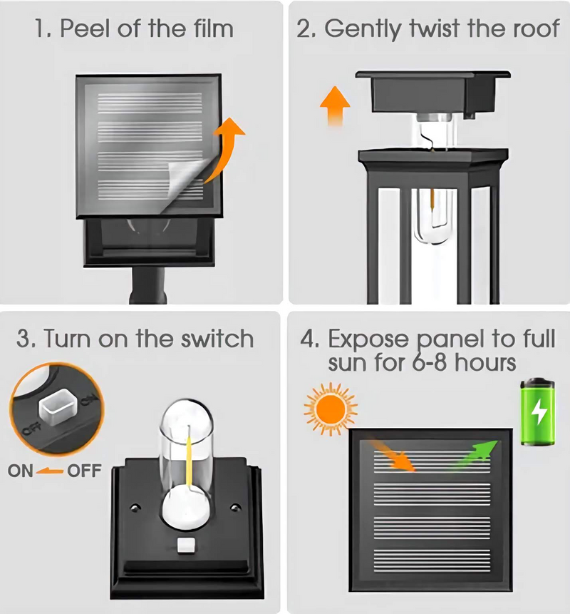 Lampes solaires de jardin ultra-lumineuses - 800 mAh, 12 h d& | NoxLumin