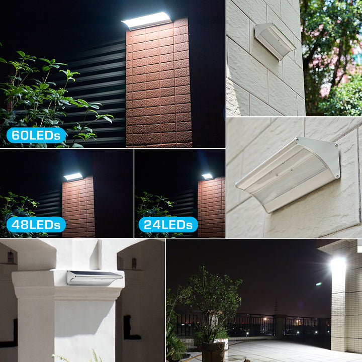 Outdoor Solar Led Light Wall Lamp With Motion Sensor Detector | 450 ~ 1100 Lumens | For Garage Entrance, Garden, Doorway, Patio, Street | NoxLumin