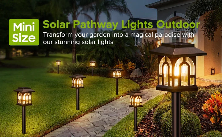 mini house-shaped solar pathway lights outdoor,  600mah 8-10h warm white led solar powered lights for yard, lawn, path - NoxLumin - 2