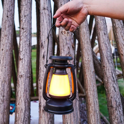 Solar & USB Rechargeable Vintage LED Camping Lantern | Dimmable Portable Tent Light | Adjustable Color Temperature (3000-5000K)