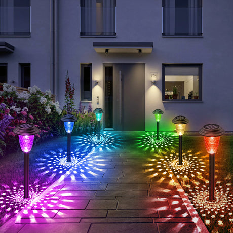 Solar Garden Lights Outdoor Decoration, 7-Color Changing Waterproof Lights with 10-12H Auto On/Off for Yard, Walkway, and Patio