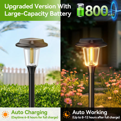 Solar Garden Lights Outdoor, 800mAh 30LM Super Bright LED Landscape Lighting with Auto On/Off for Walkway, Patio, Lawn