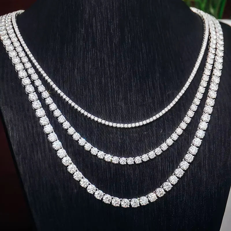 3-6.5 mm D-colour moissanite tennis ball necklace White gold plated Wedding Jewellery | NoxLumin
