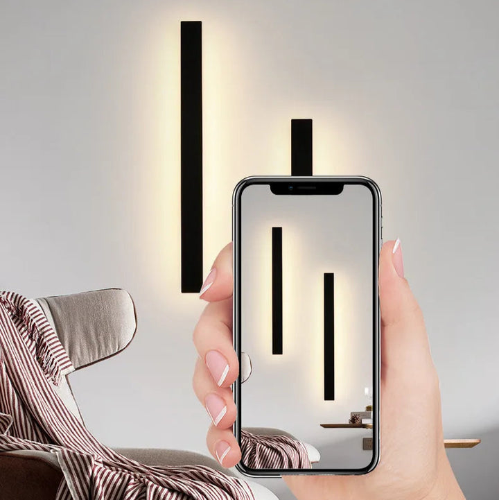 Dimmable Outdoor Black Up/Down Long Strip LED Wall Light with Remote, AC 85-265V IP65 Waterproof 350 Lumens, for Commercial &amp; Residential Buildings like Hotel, Commercial Spaces, Porch, Garage, Villa, Garden &amp; Patio | NoxLumin