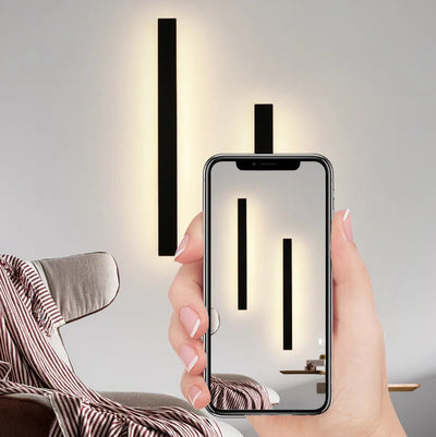 Dimmable Outdoor Black Up/Down Long Strip LED Wall Light with Remote, AC 85-265V IP65 Waterproof 350 Lumens, for Commercial & Residential Buildings like Hotel, Commercial Spaces, Porch, Garage, Villa, Garden & Patio