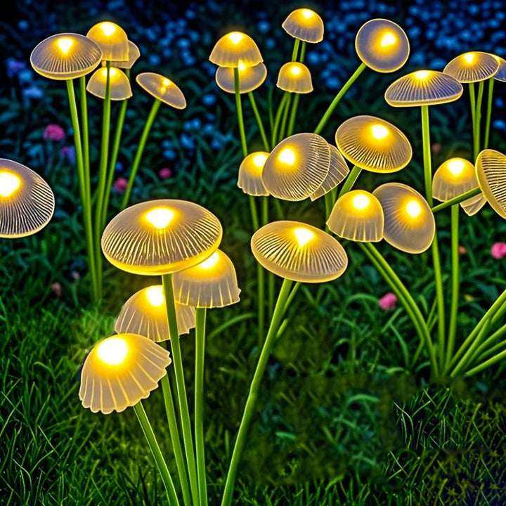 Solar Mushroom/Jellyfish LED Stake Lights Outdoor Garden Decor, Auto On/Off, Warm/RGB Light Colors, 600mAh, IP65 Waterproof for Patio, Lawn &amp; Yard | NoxLumin