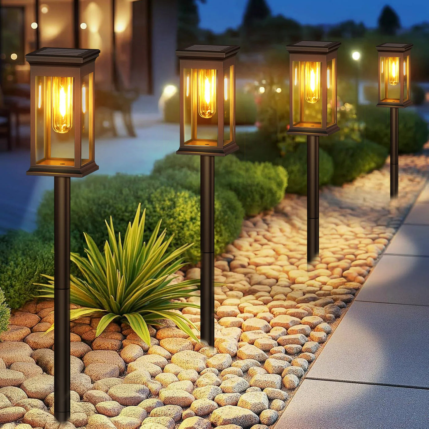Super Bright Solar Garden Lights - 800mAh 12Hrs 50 Lumens 2700K Warm White Waterproof LED Pathway Lights for Yard, Patio, Walkway | NoxLumin