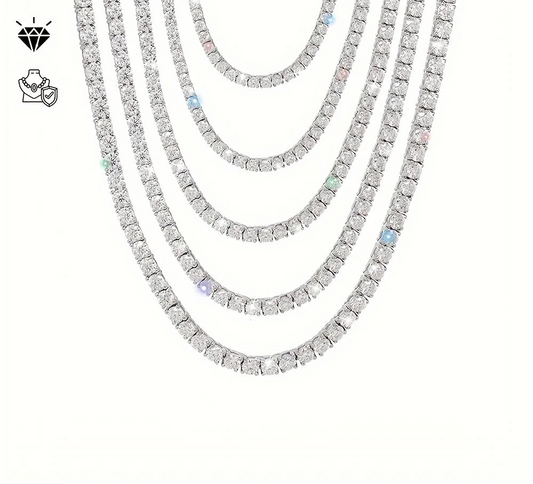 1pc 45.9-112.00CT Moissanite Tennis Necklace Gift 3-6.5 Mm D Color VVS1 Round Cut Moissanite Tennis Ne