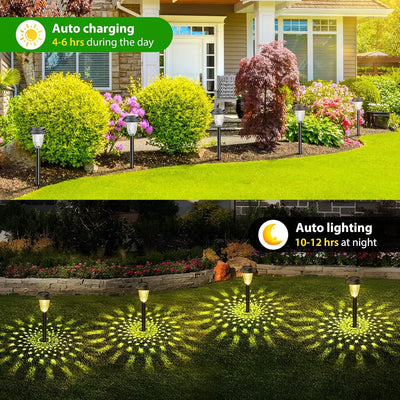 Solar Garden Lights Outdoor Decoration, 7-Color Changing Waterproof Lights with 10-12H Auto On/Off for Yard, Walkway, and Patio