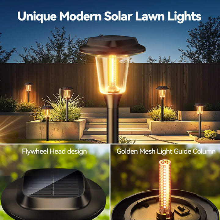 Solar Garden Lights Outdoor, 800mAh 30LM Super Bright LED Landscape Lighting with Auto On/Off for Walkway, Patio, Lawn | NoxLumin