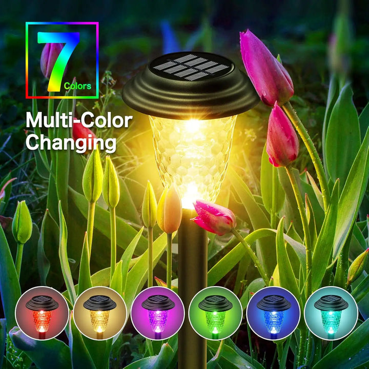 Solar Garden Lights Outdoor Decoration, 7-Color Changing Waterproof Lights with 10-12H Auto On/Off for Yard, Walkway, and Patio | NoxLumin