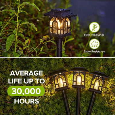 Mini House-Shaped Solar Pathway Lights Outdoor,  600mAh 8-10H Warm White LED Solar Powered Lights for Yard, Lawn, Path