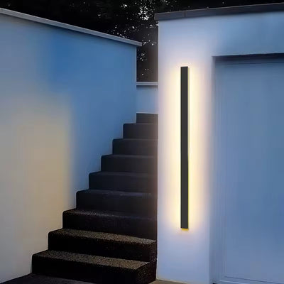 Dimmable Outdoor Black Up/Down Long Strip LED Wall Light with Remote, AC 85-265V IP65 Waterproof 350 Lumens, for Commercial & Residential Buildings like Hotel, Commercial Spaces, Porch, Garage, Villa, Garden & Patio