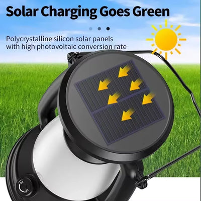 Solar & USB Rechargeable Vintage LED Camping Lantern | Dimmable Portable Tent Light | Adjustable Color Temperature (3000-5000K)