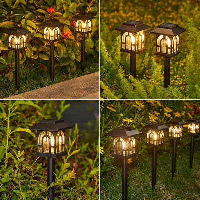 Mini House-Shaped Solar Pathway Lights Outdoor,  600mAh 8-10H Warm White LED Solar Powered Lights for Yard, Lawn, Path