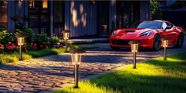 solar garden lights outdoor, 800mah 30lm super bright led landscape lighting with auto on/off for walkway, patio, lawn - NoxLumin - 1