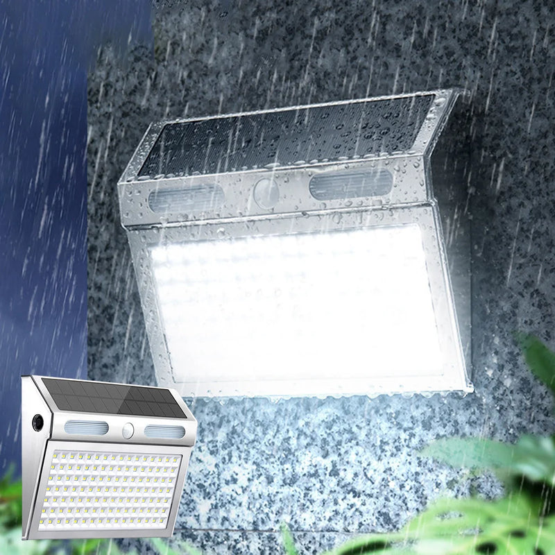 Applique solaire murale avec détecteur de mouvement - Projecteur de sécurité à 112 LED, étanche IP65, 4 modes, batterie 2200 mAh | NoxLumin