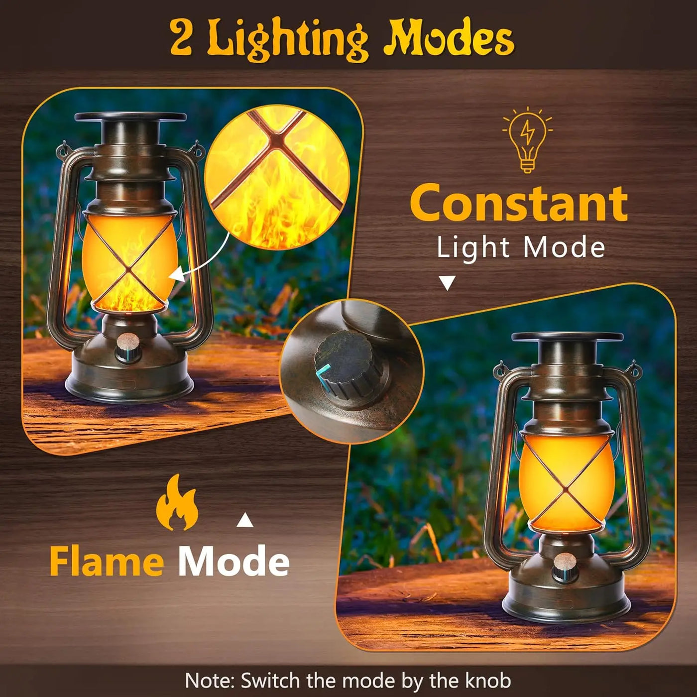 Vintage Solar Lantern Outdoor, Auto On/Off LED Flickering Flame & Stable Light, IPX5 Waterproof, Hanging & Tabletop Decorative Lamp | NoxLumin