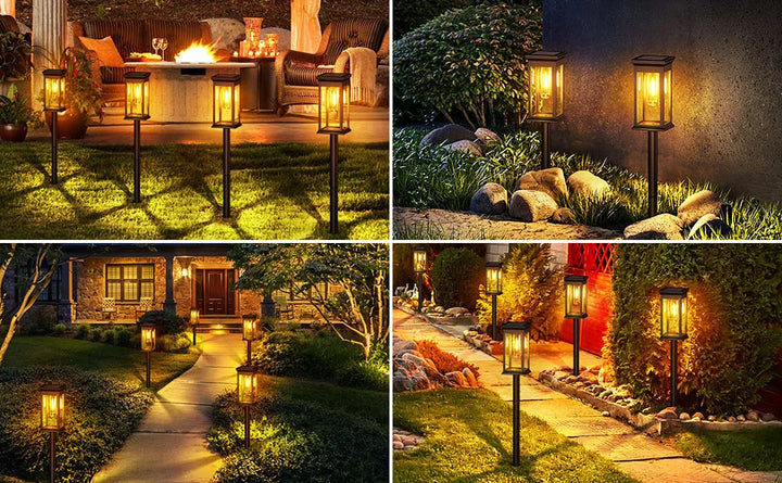 super bright solar garden lights - 800mah 12hrs 50 lumens 2700k warm white waterproof led pathway lights for yard, patio, walkway - NoxLumin - 1