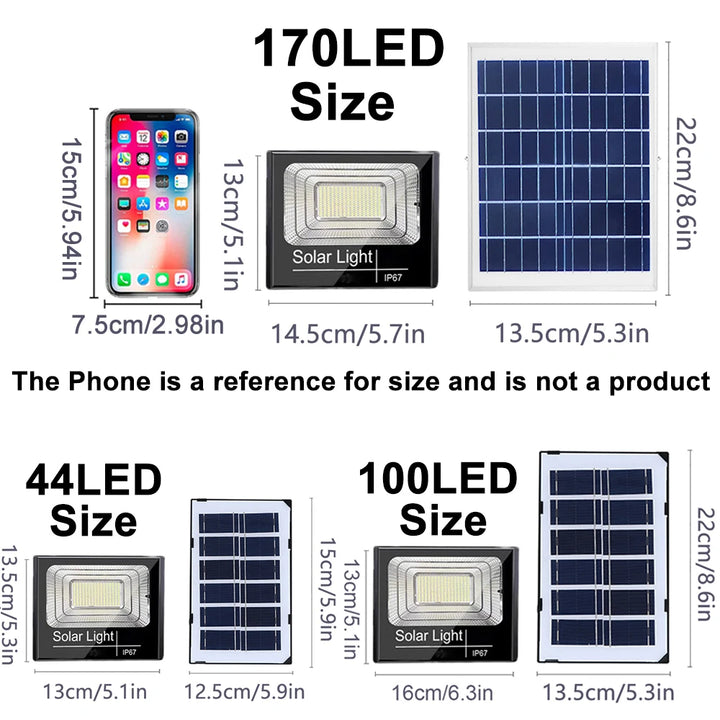 Outdoor LED Spotlights With Solar Panel and Remote Controller | IP67 Waterproof | 44LED to 170LED | NoxLumin