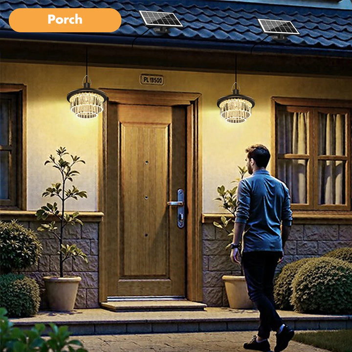 Split-Design Solar Pendant Light: Indoor Lamp with Outdoor Panel, 2700K-6000K Dimmable, IP65 Waterproof for Shed &amp; Garage | NoxLumin