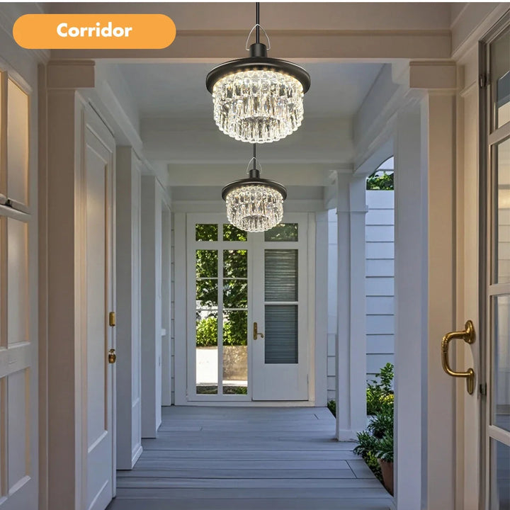 Split-Design Solar Pendant Light: Indoor Lamp with Outdoor Panel, 2700K-6000K Dimmable, IP65 Waterproof for Shed &amp; Garage | NoxLumin