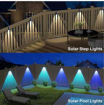 Solar Fence Lights Outdoor, RGB & Warm White LED Wall Lights 60LM, 10+ Hours Auto On/Off, IP65 Waterproof Decorative Lighting for Garden, Patio & Yard