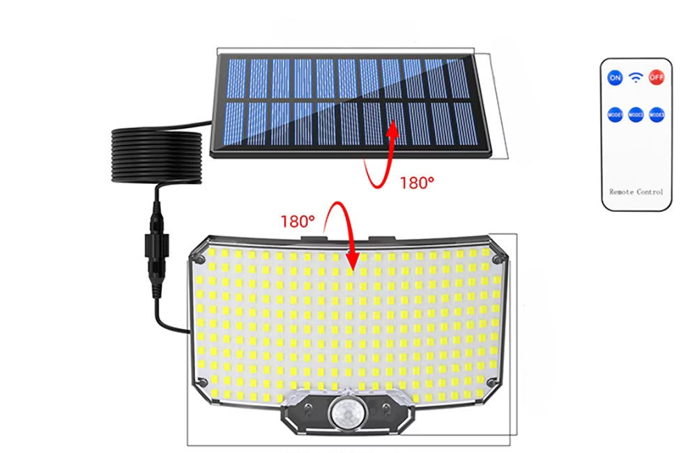 super bright outdoor solar light with motion sensor | strong power led garden wall lamp | ip65 waterproof | 3 working mode - NoxLumin - 7