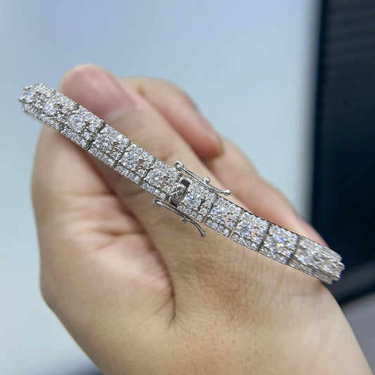 Luxury Full Moissanite Bracelet Sparkling Diamond for Women Engagement Wedding Fine Jewelry