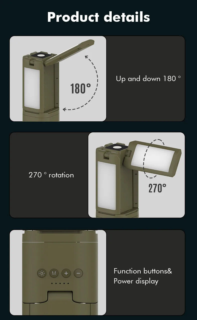 lanterne de camping rechargeable 14 000 mah - led ultra-lumineuse 6 000 lumens avec base magnétique et conception télescopique pour la randonnée, la pêche et les tentes de camping-car. - NoxLumin - 16