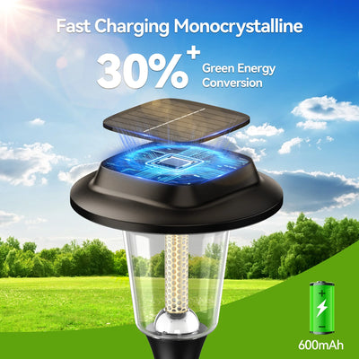 Solar Garden Lights Outdoor, 800mAh 30LM Super Bright LED Landscape Lighting with Auto On/Off for Walkway, Patio, Lawn