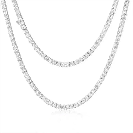 3-6.5 mm D-colour moissanite tennis ball necklace White gold plated Wedding Jewellery