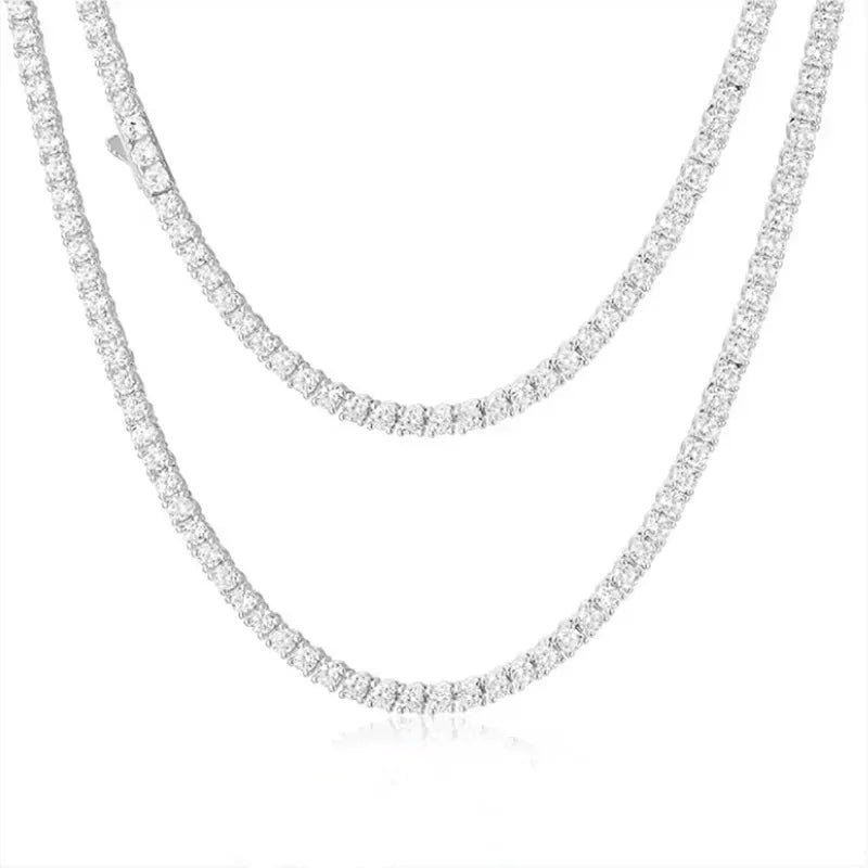 3-6.5 mm D-colour moissanite tennis ball necklace White gold plated Wedding Jewellery | NoxLumin