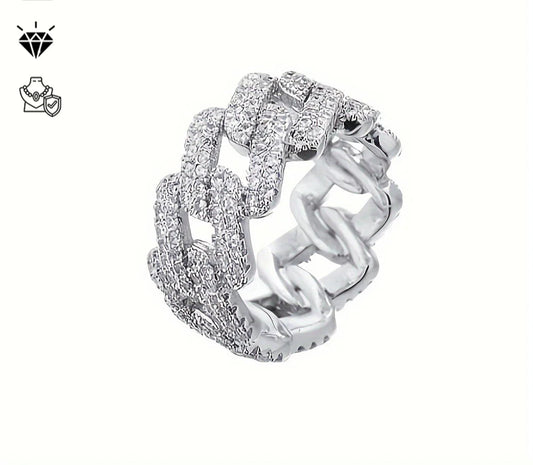 1pc 5.4CT Moissanite American Street Hip Hop Cuban Ring, Unisex, Gemstone Jewelry | Gifts for Mother |