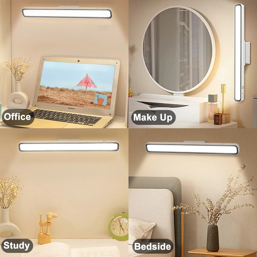 Hanging Magnetic Dimming Desk Lamp | Battery Powered With USB Charging |   For Bedroom, Night Reading, Monitor lamp | NoxLumin