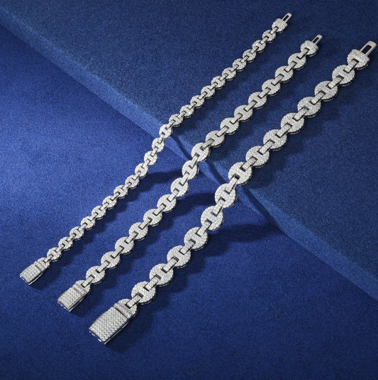 High Quality 6-10mm Bracelet Micro Setting Full Moissanite Pig Nose Chain Hip Hop Fine Jewelry For Men Women